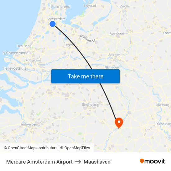 Mercure Amsterdam Airport to Maashaven map