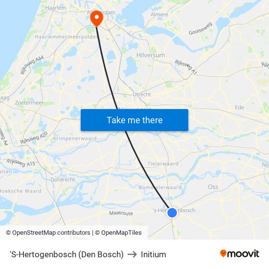 'S-Hertogenbosch (Den Bosch) to Initium map