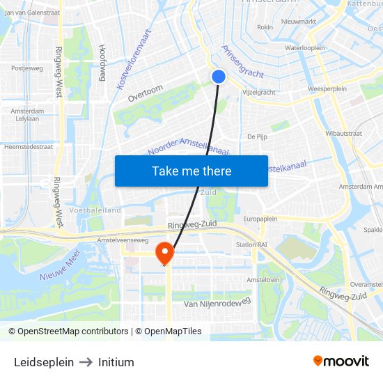 Leidseplein to Initium map