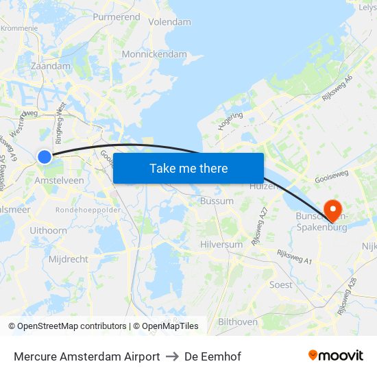 Mercure Amsterdam Airport to De Eemhof map