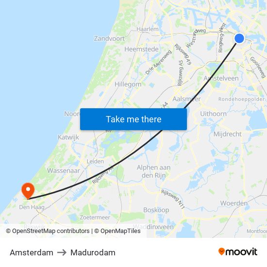 Amsterdam to Madurodam map