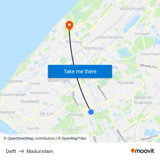 Delft to Madurodam map