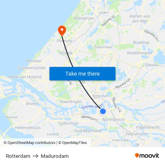 Rotterdam to Madurodam map