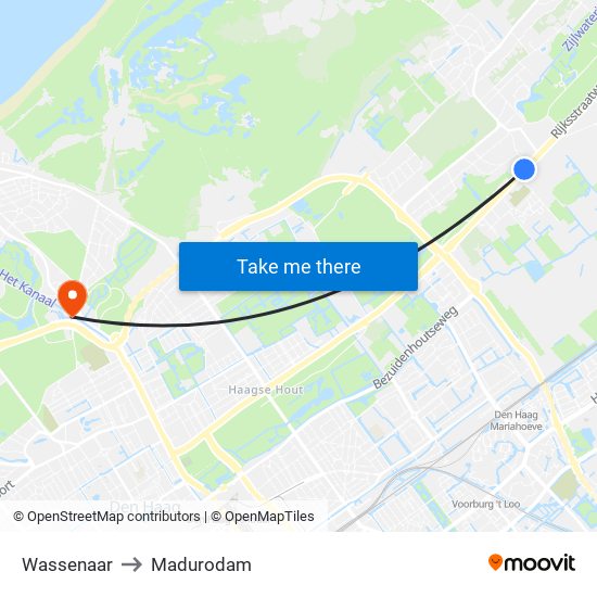 Wassenaar to Madurodam map