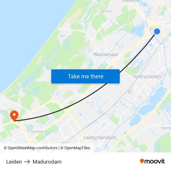 Leiden to Madurodam map