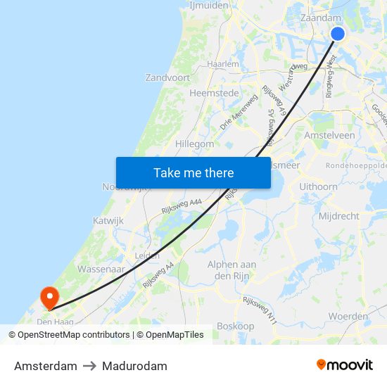 Amsterdam to Madurodam map