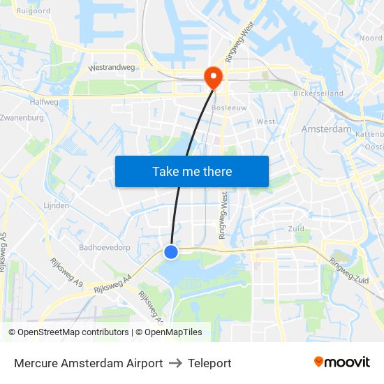 Mercure Amsterdam Airport to Teleport map