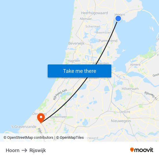 Hoorn to Rijswijk map