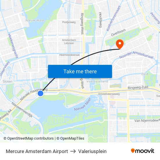 Mercure Amsterdam Airport to Valeriusplein map