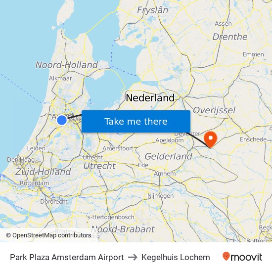 Park Plaza Amsterdam Airport to Kegelhuis Lochem map