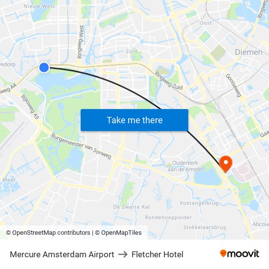 Mercure Amsterdam Airport to Fletcher Hotel map