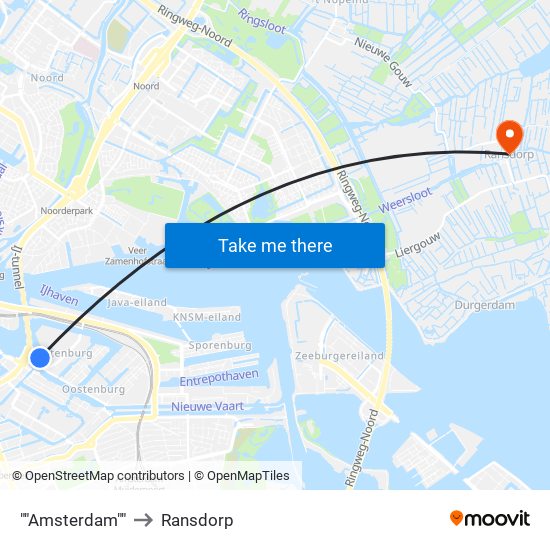 ""Amsterdam"" to Ransdorp map