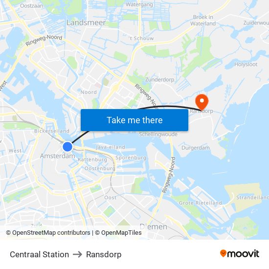 Centraal Station to Ransdorp map