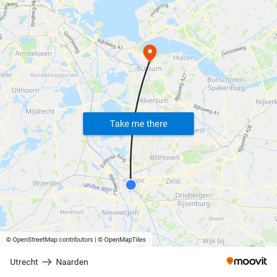 Utrecht to Naarden map