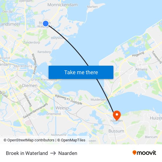 Broek in Waterland to Naarden map