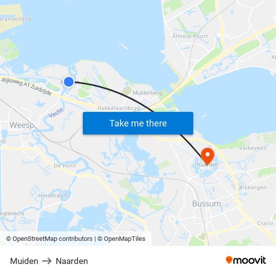 Muiden to Naarden map