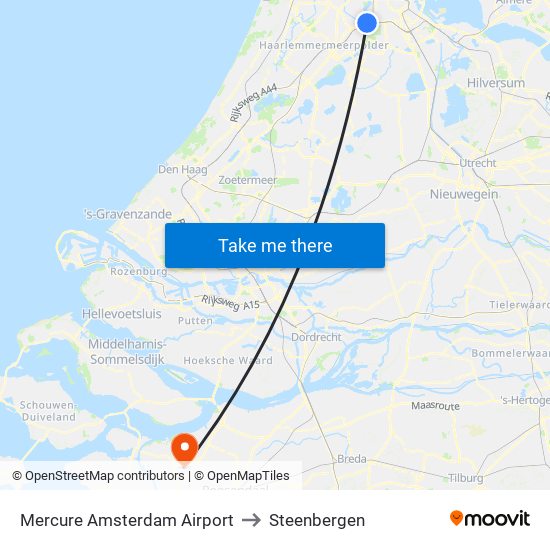 Mercure Amsterdam Airport to Steenbergen map