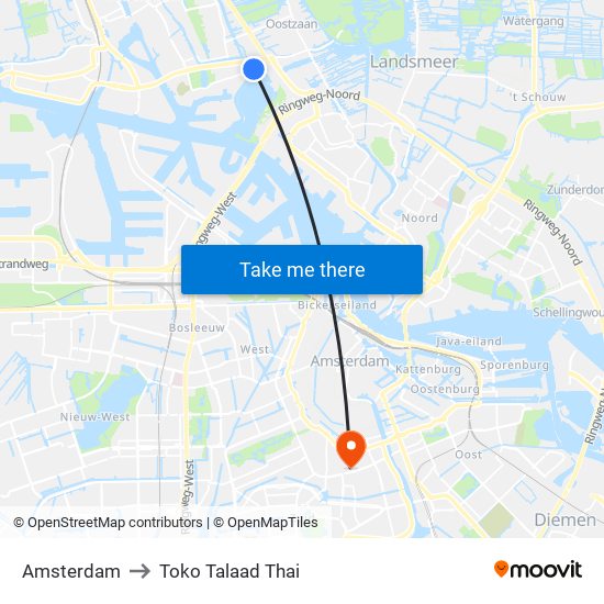 Amsterdam to Toko Talaad Thai map
