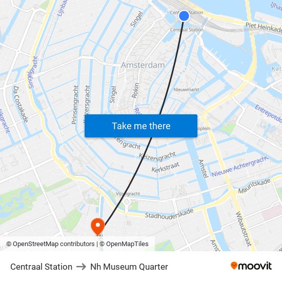 Centraal Station to Nh Museum Quarter map