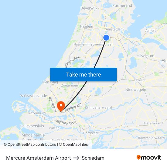 Mercure Amsterdam Airport to Schiedam map