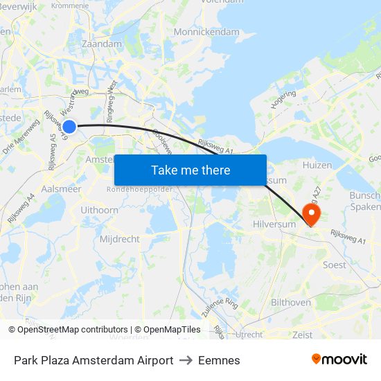 Park Plaza Amsterdam Airport to Eemnes map