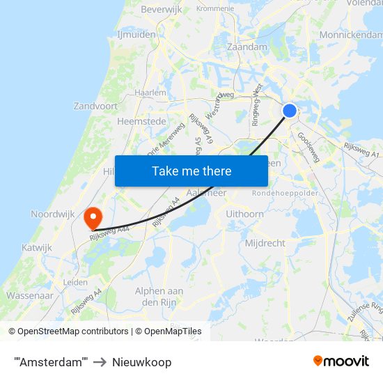 ""Amsterdam"" to Nieuwkoop map