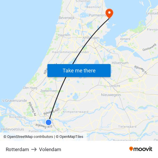 Rotterdam to Volendam map