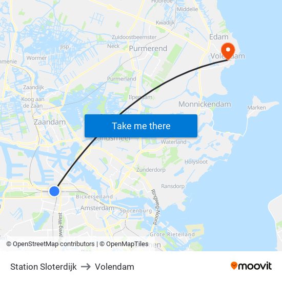 Station Sloterdijk to Volendam map