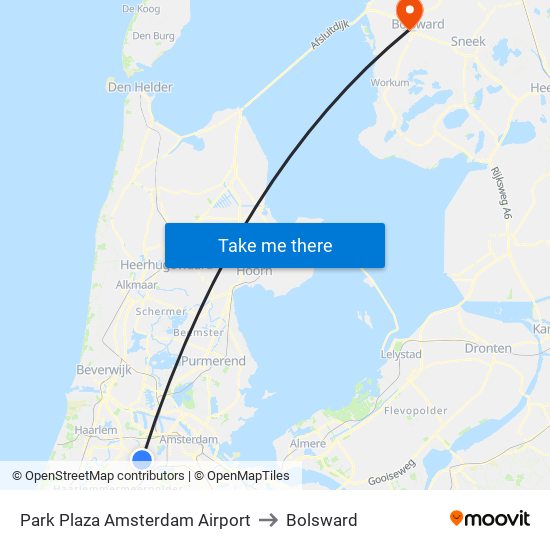 Park Plaza Amsterdam Airport to Bolsward map