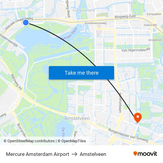 Mercure Amsterdam Airport to Amstelveen map