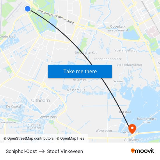 Schiphol-Oost to Stoof Vinkeveen map