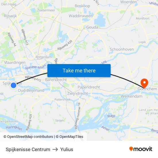 Spijkenisse Centrum to Yulius map