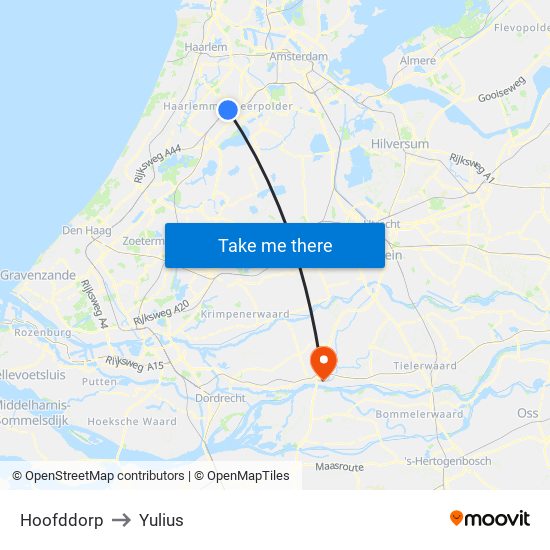 Hoofddorp to Yulius map