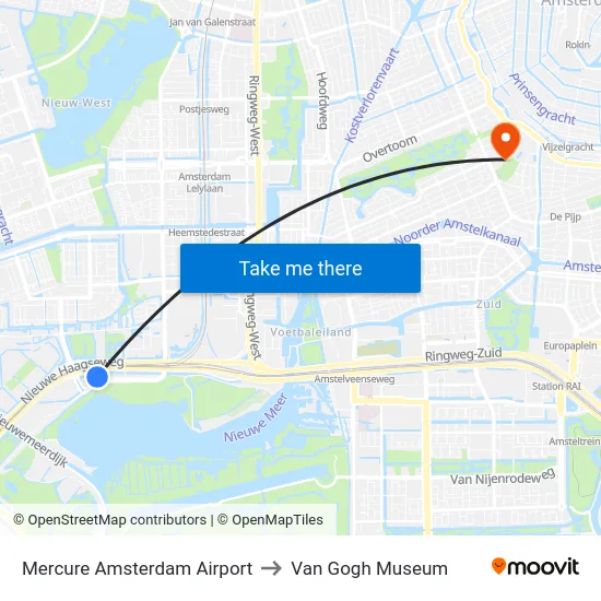 Mercure Amsterdam Airport to Van Gogh Museum map