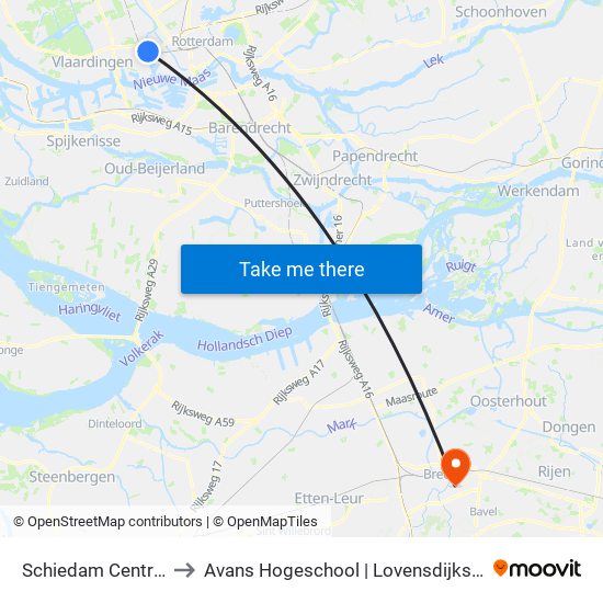 Schiedam Centrum to Avans Hogeschool | Lovensdijkstraat map
