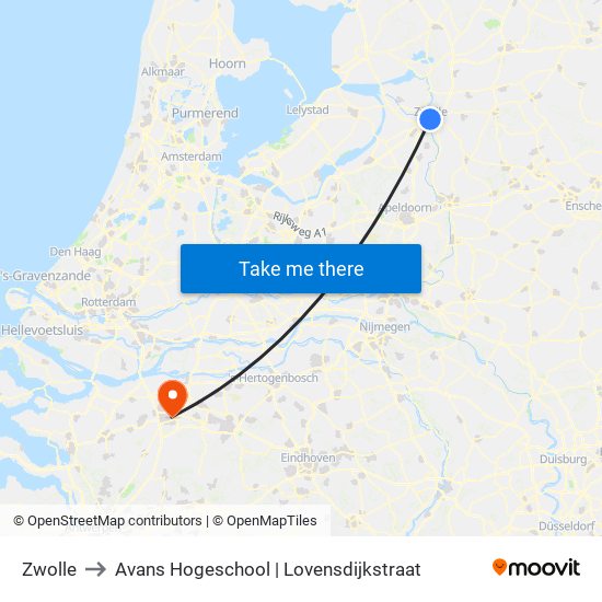 Zwolle to Avans Hogeschool | Lovensdijkstraat map