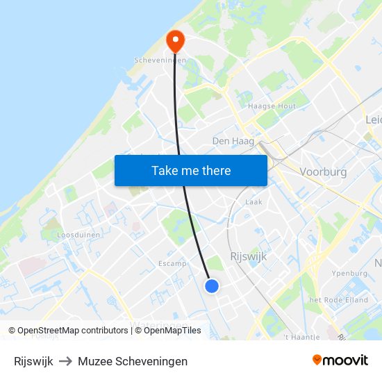 Rijswijk to Muzee Scheveningen map