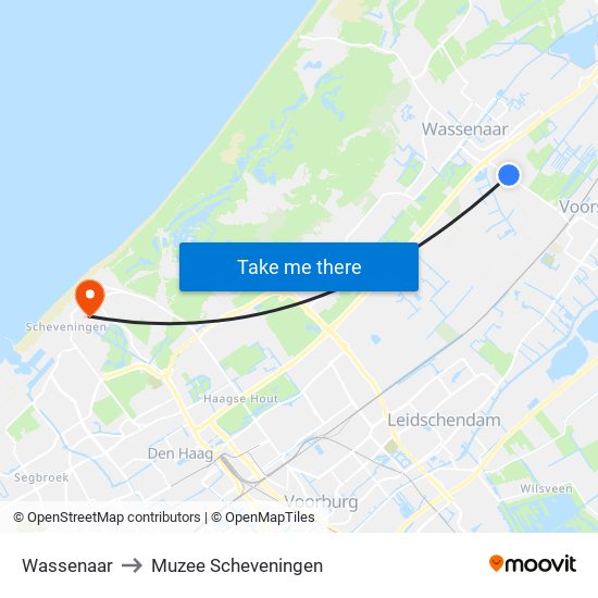 Wassenaar to Muzee Scheveningen map