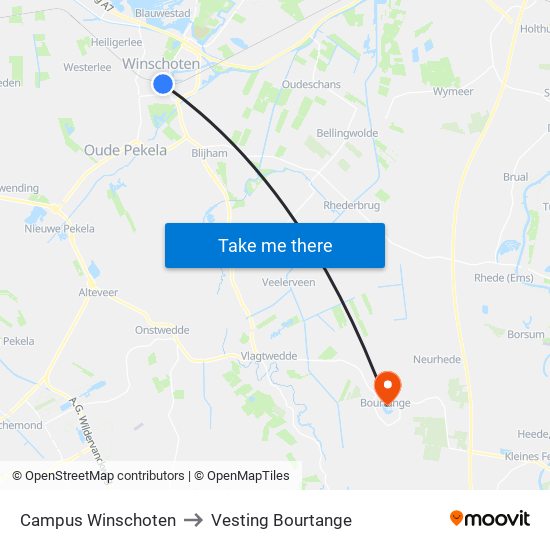 Campus Winschoten to Vesting Bourtange map