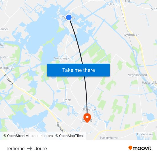 Terherne to Joure map