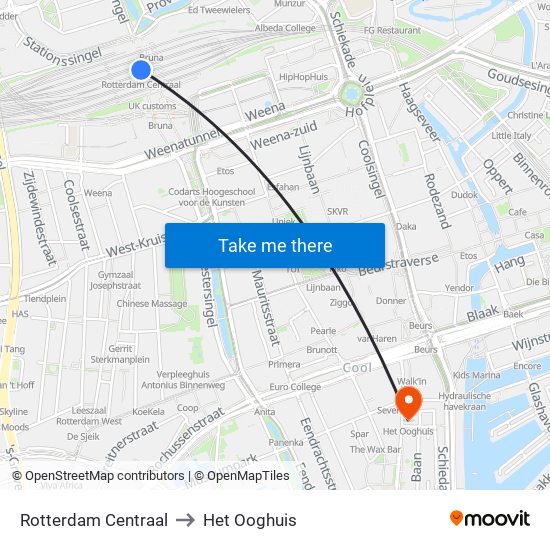 Rotterdam Centraal to Het Ooghuis map