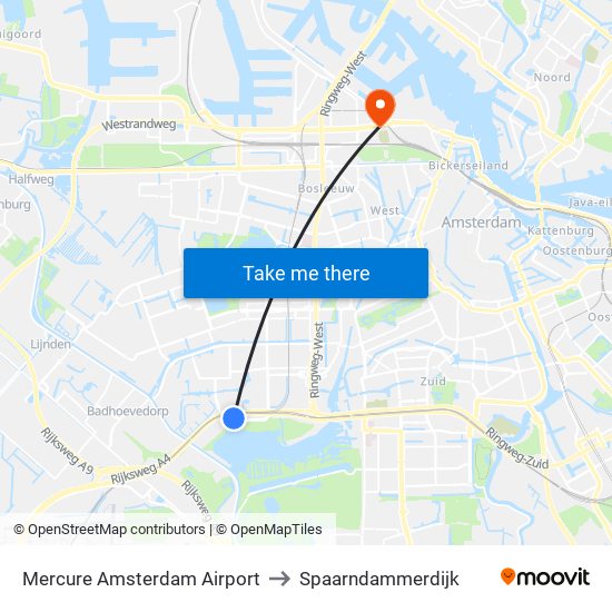 Mercure Amsterdam Airport to Spaarndammerdijk map