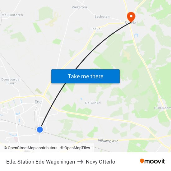 Station Ede-Wageningen to Novy Otterlo map