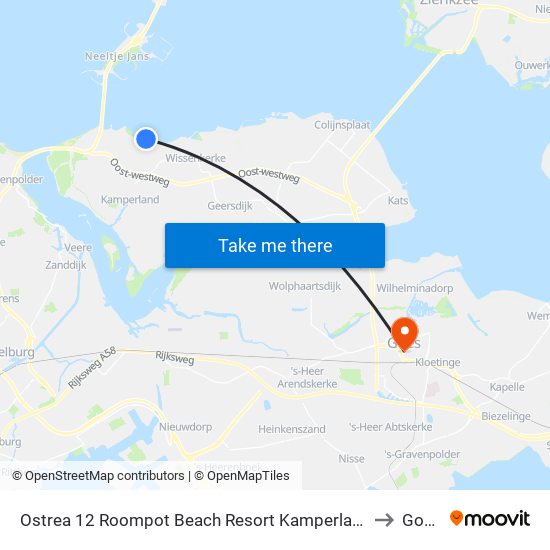 Ostrea 12 Roompot Beach Resort Kamperland to Goes map