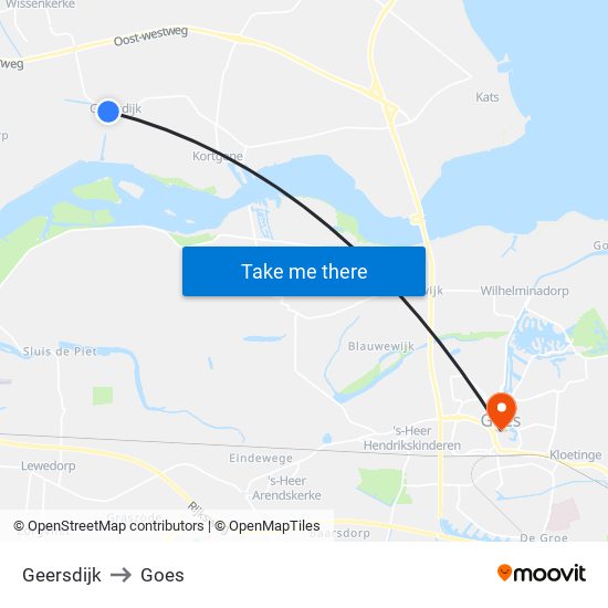 Geersdijk to Goes map