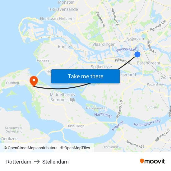 Rotterdam to Stellendam map