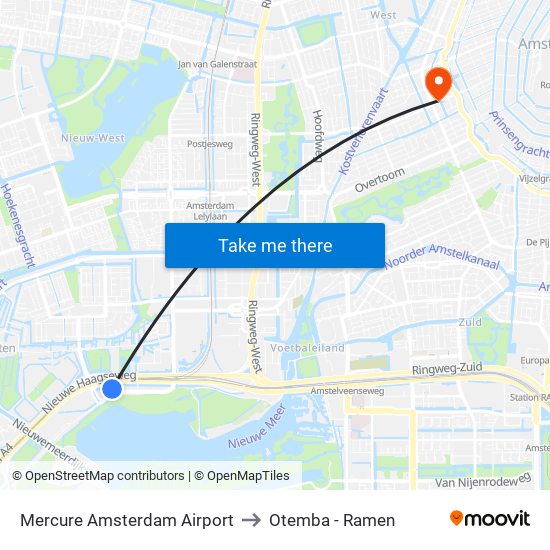 Mercure Amsterdam Airport to Otemba - Ramen map