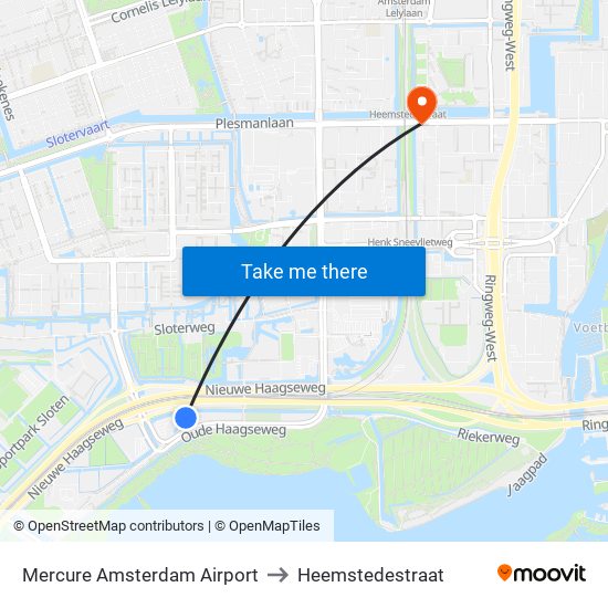 Mercure Amsterdam Airport to Heemstedestraat map