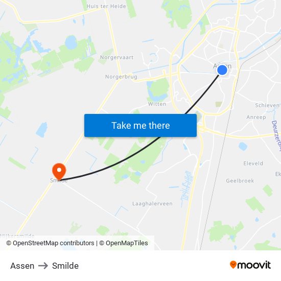 Assen to Smilde map