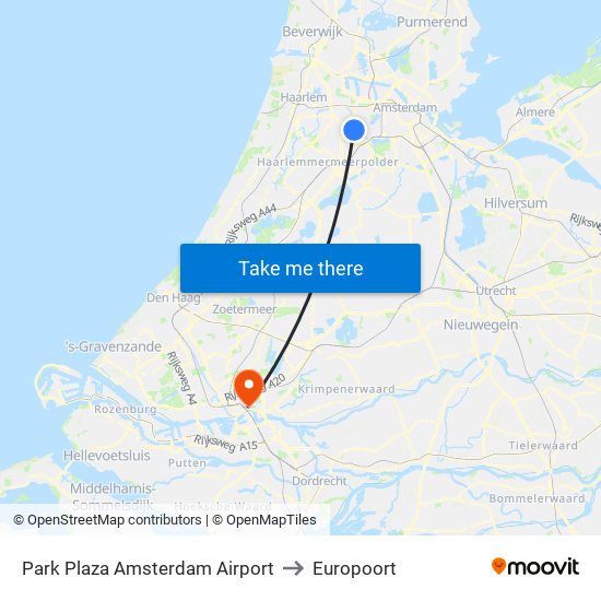Park Plaza Amsterdam Airport to Europoort map